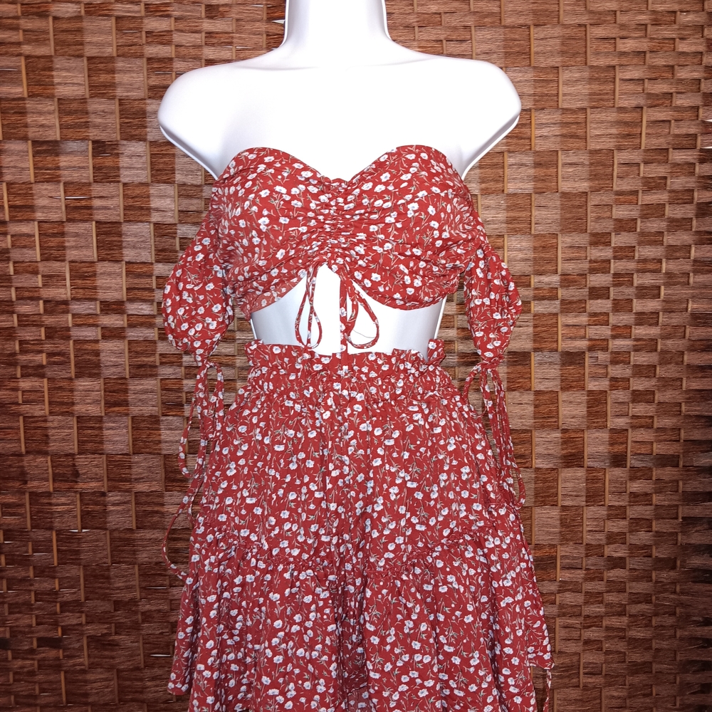 Floral Red Women's Skirt